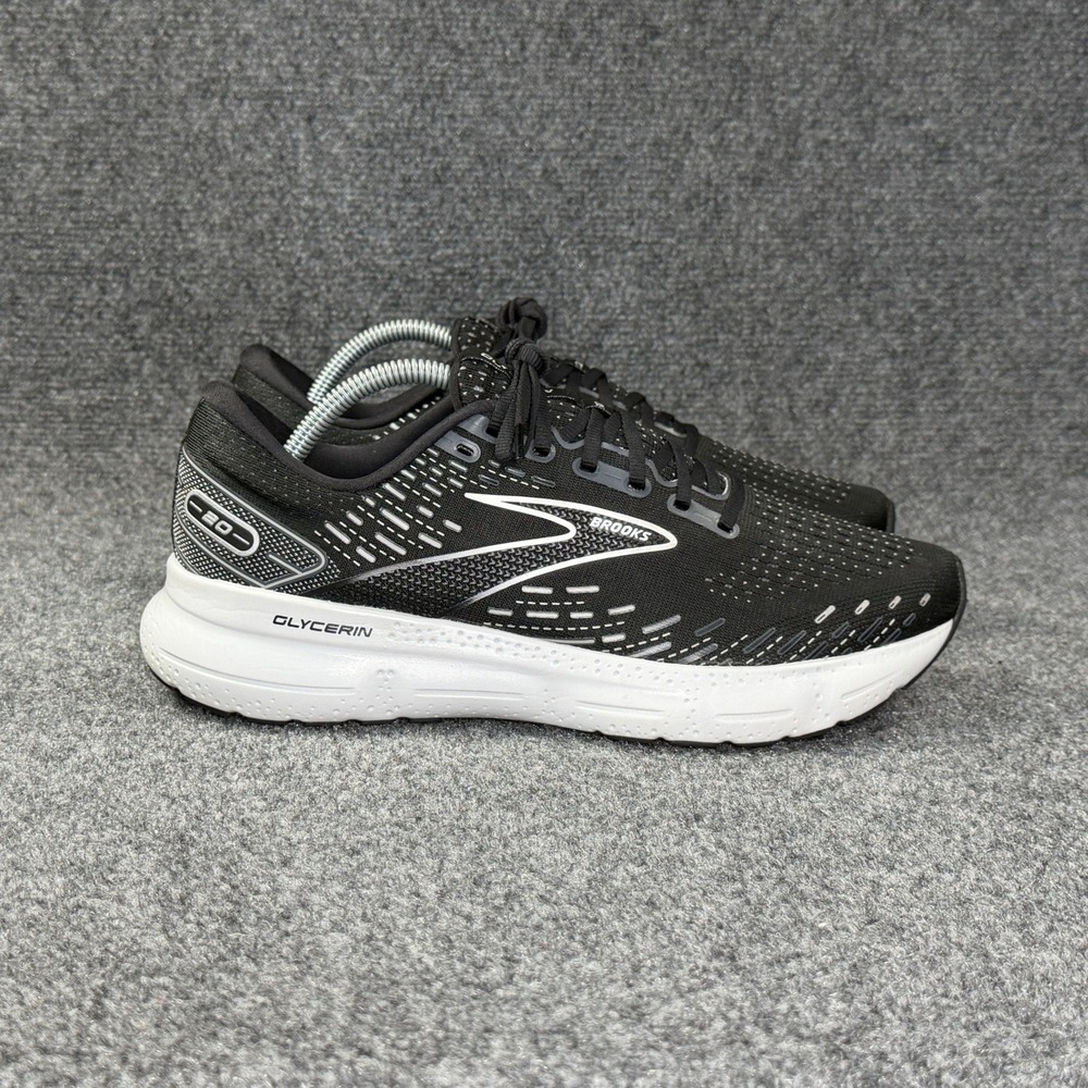 Brooks Glycerin 20 Running Shoes Men's 9.5 Black White Athletic Run Training